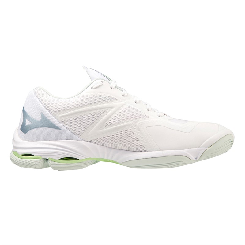 Mizuno Womens Wave Lightning Z7 Netball Shoes White/Glacial Ridge/Patina Green