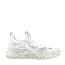 Mizuno Womens Wave Momentum 3 Netball Shoes White/Glacial Ridge/Patina Green