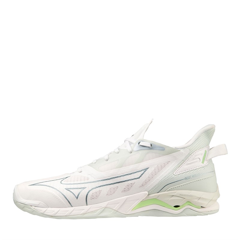 Mizuno Womens Wave Mirage 5 Netball Shoes White/Glacial Ridge/Patina Green