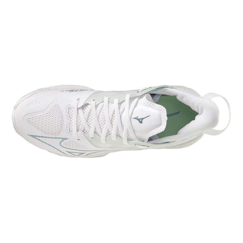 Mizuno Womens Wave Mirage 5 Netball Shoes White/Glacial Ridge/Patina Green