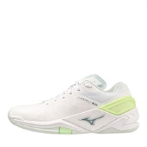 Mizuno Womens Wave Stealth Neo Netball Shoes White/Glacial Ridge/Patina Green