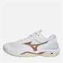 Mizuno Womens Wave Stealth V Netball Shoes White/Rose/Snow White