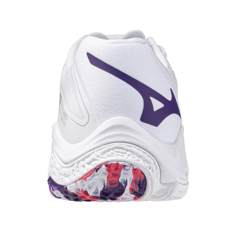 Mizuno Womens Wave Lightning Z8 Netball Shoes White/Violet Indigo/Camellia Rose