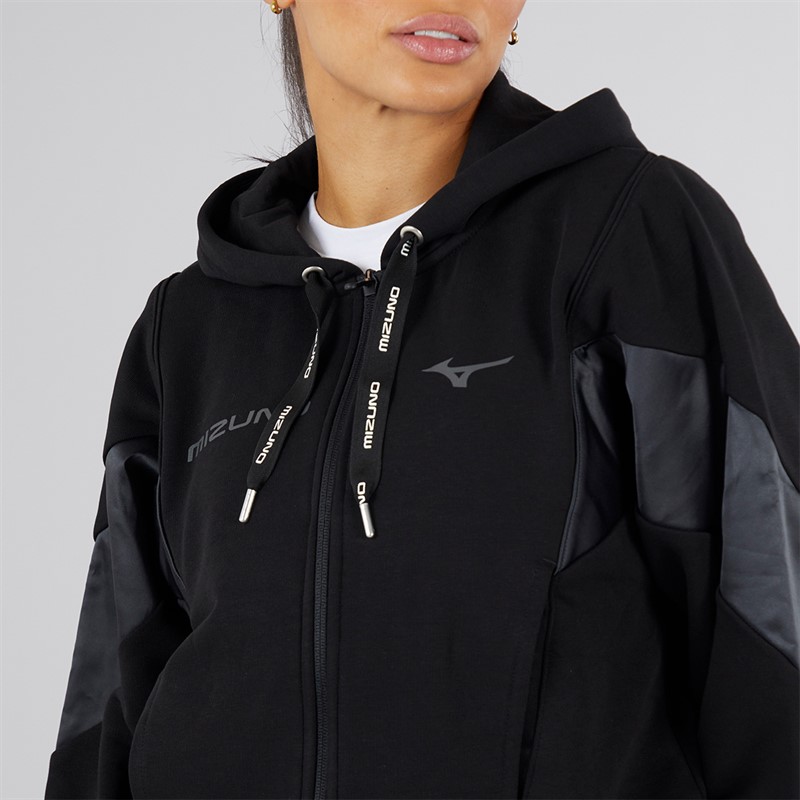 Mizuno Womens Athletics Full Zip Hoodie Black