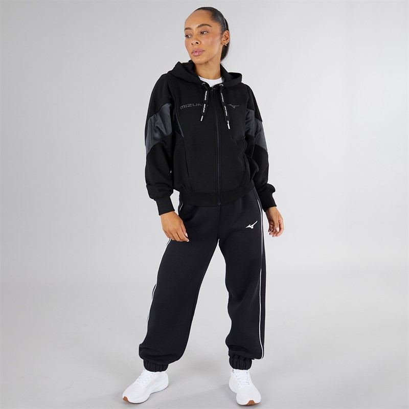 Mizuno Womens Athletics Full Zip Hoodie Black