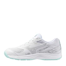Mizuno Junior Boys Stealth Star 3 Indoor Court Shoes White/Blue Tint
