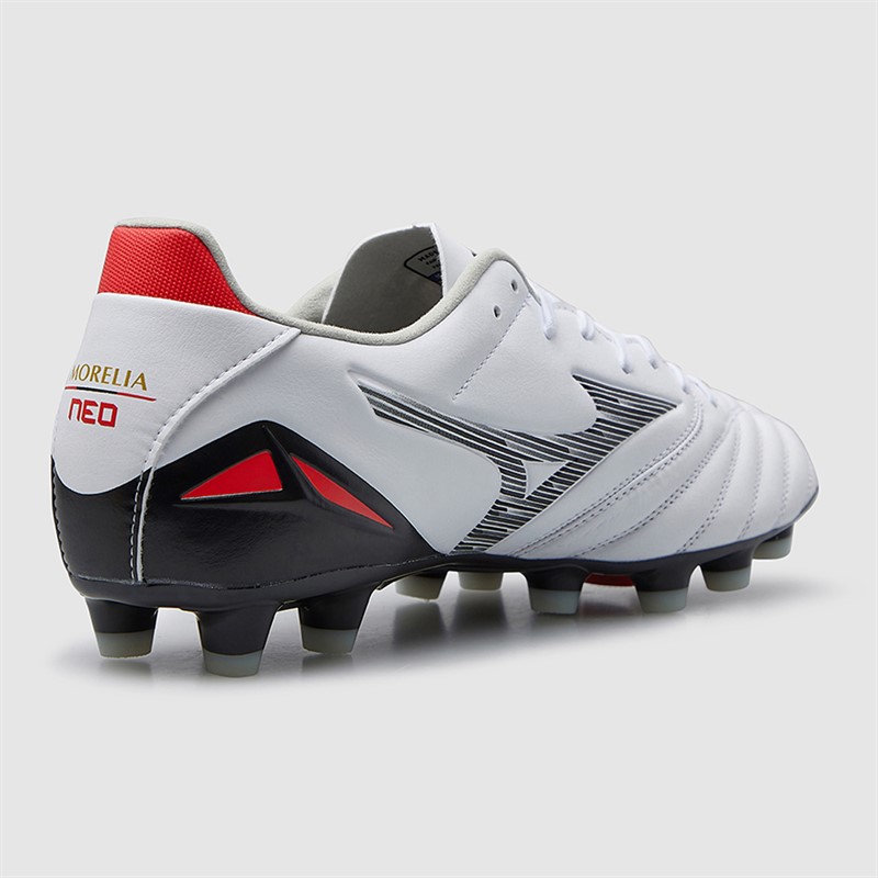 Mizuno Mens Morelia Neo IV Pro FG Firm Ground Football Boots White/Black/Chinese Red