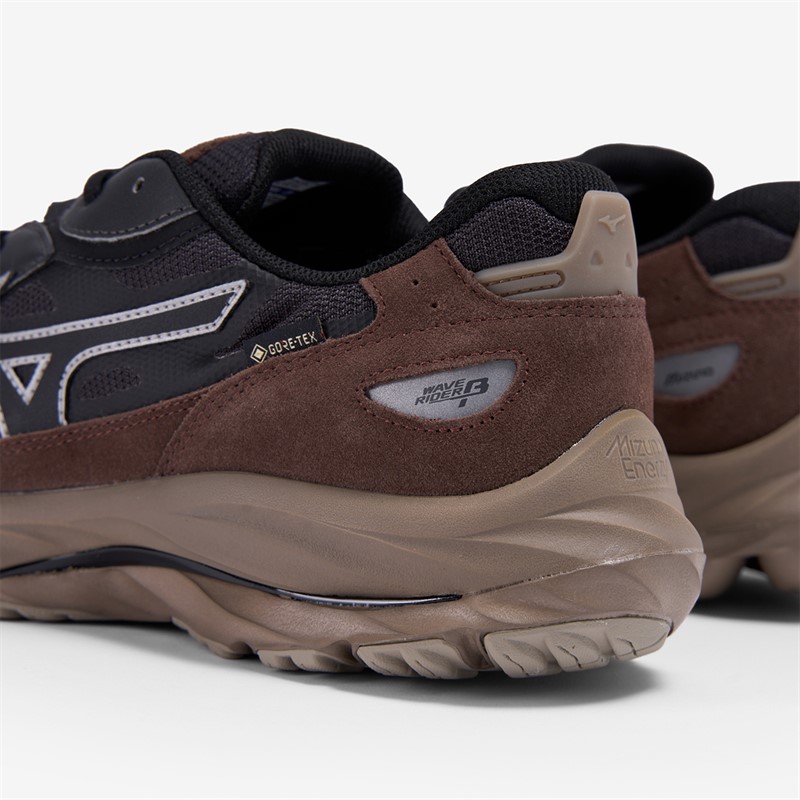 Mizuno Mens Wave Rider Beta GTX Gore-Tex Trainers Black Sand/Black/Chicory Coffee