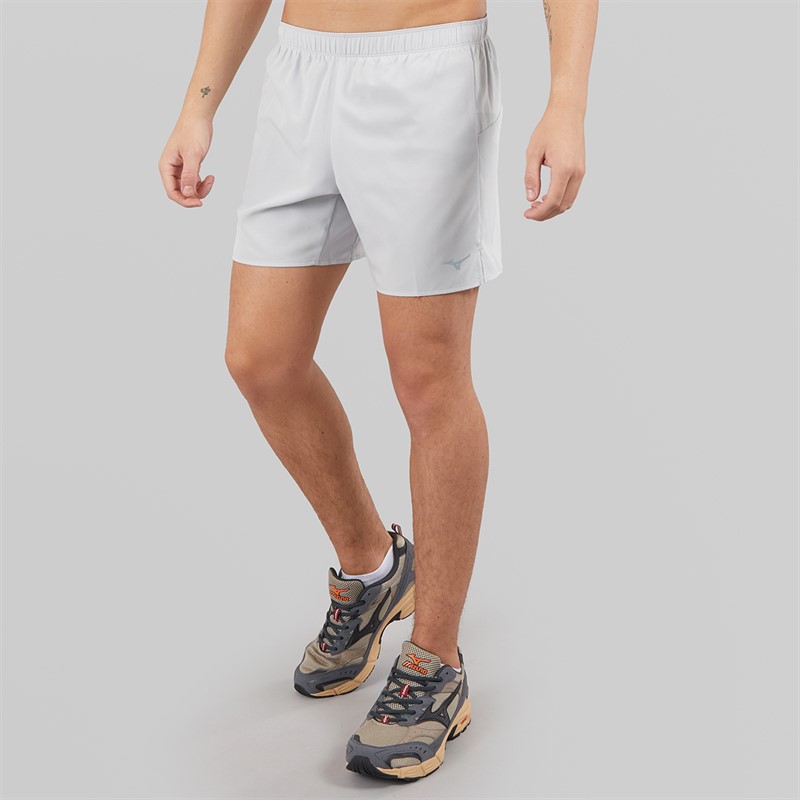 Mizuno Mens Core 5 Inch Running Shorts Vapor Silver