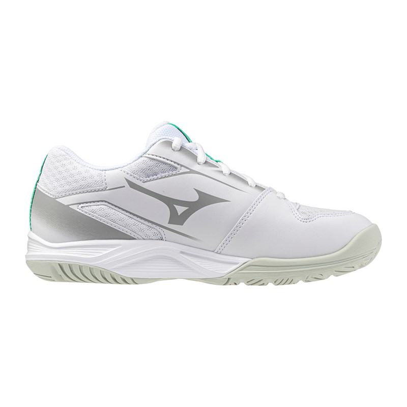 Mizuno Junior Boys Cyclone Speed 5 Indoor Court Shoes White/Black/Frozen Emerald