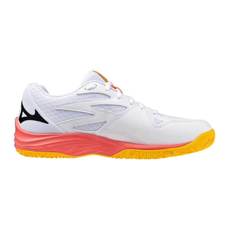 Mizuno Junior Boys Lightning Star Z7 Indoor Court Shoes White/Fiery Coral 2/Citrus