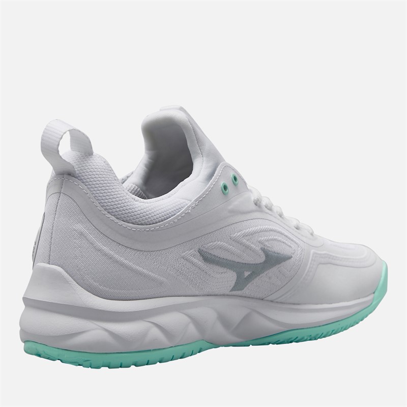 Mizuno Womens Wave Luminous 3 Indoor Court Shoes White/Blue Tint