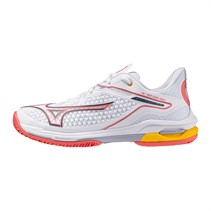 Mizuno Womens Wave Exceed Tour 6 CC Clay Court Tennis Shoes White/Calypso Coral/Icelandic