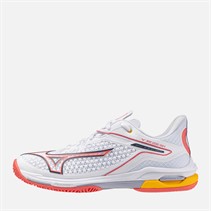 Mizuno Womens Wave Exceed Tour 6 AC All Court Tennis Shoes White/Calypso Coral/Icelandic