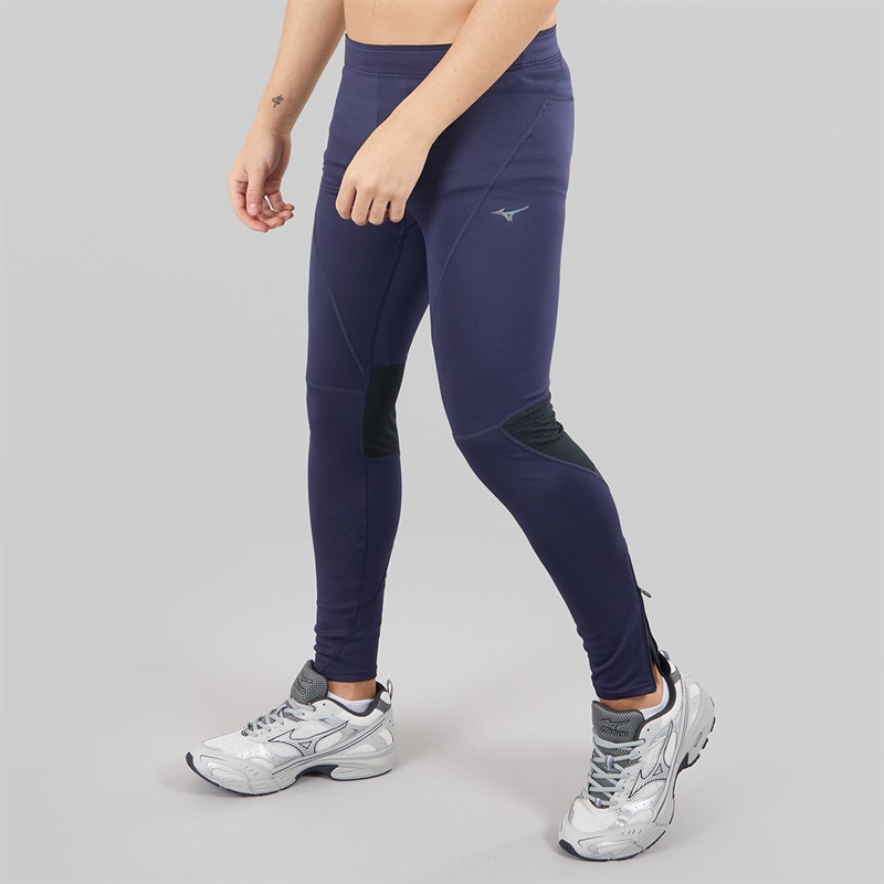 Mizuno Mens Active Warmalite Long Running Tight Leggings Baritone Blue