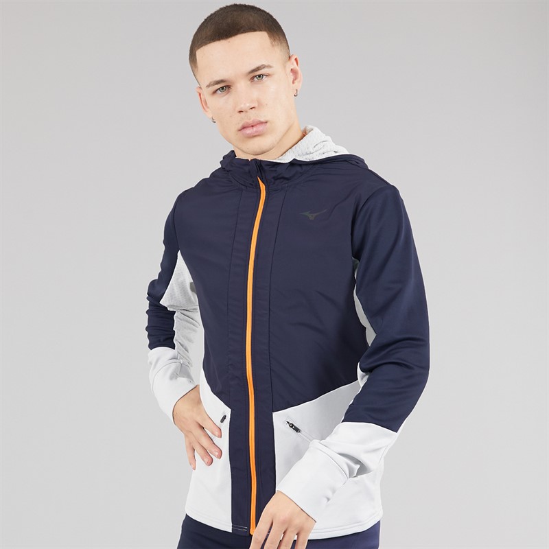 Mizuno Mens Active Warmalite Hybrid Running Jacket Baritone Blue