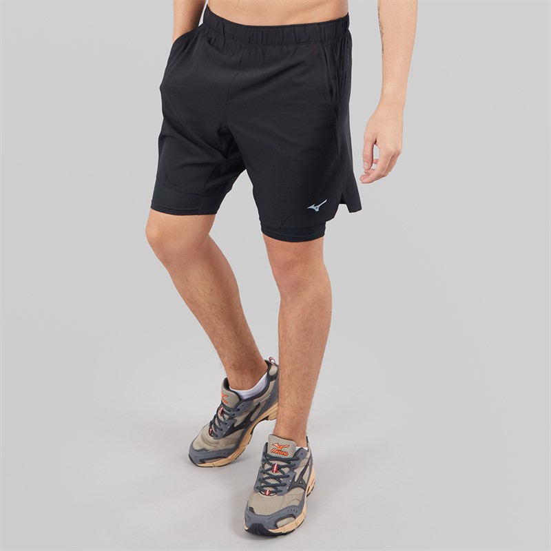Mizuno Mens Core 7 Inch 2in1 Running Shorts Black