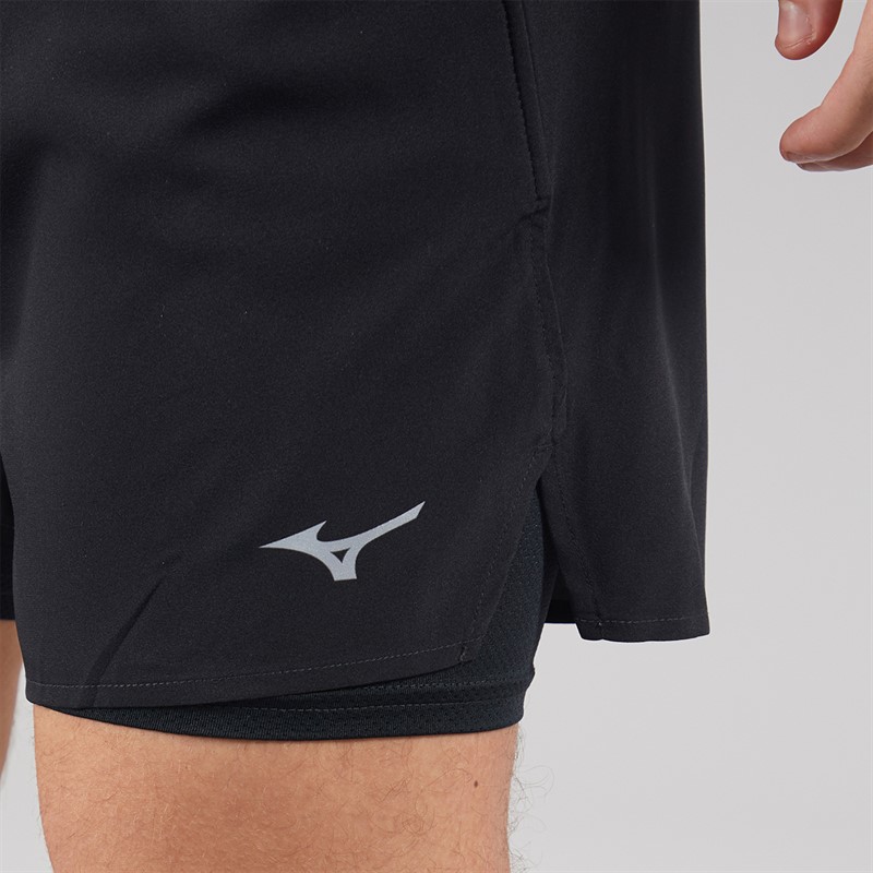 Mizuno Mens Core 7 Inch 2in1 Running Shorts Black