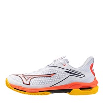 Mizuno Mens Wave Exceed Tour 6 CC Clay Court Tennis Shoes White/Fiery Coral 2/Citrus