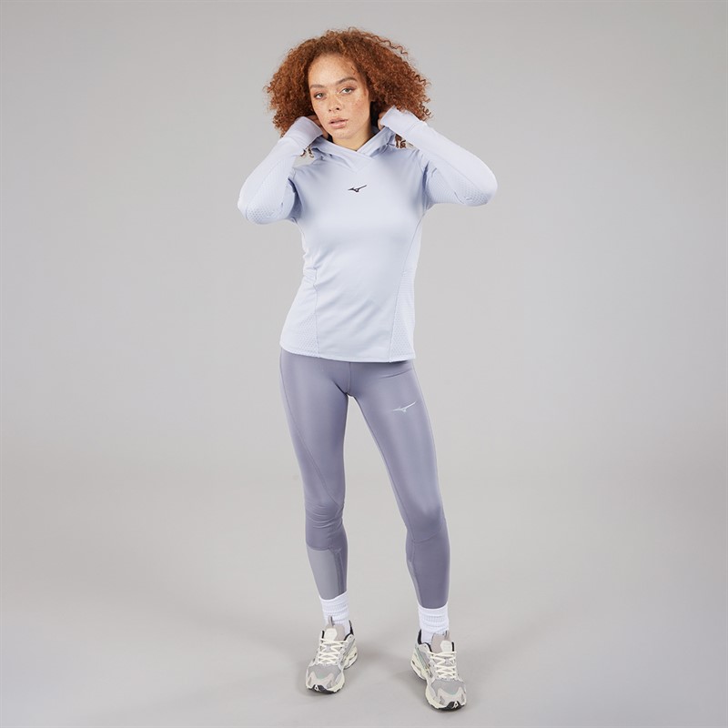 Mizuno Womens Active Warmalite Running Hoodie Icelandic Blue
