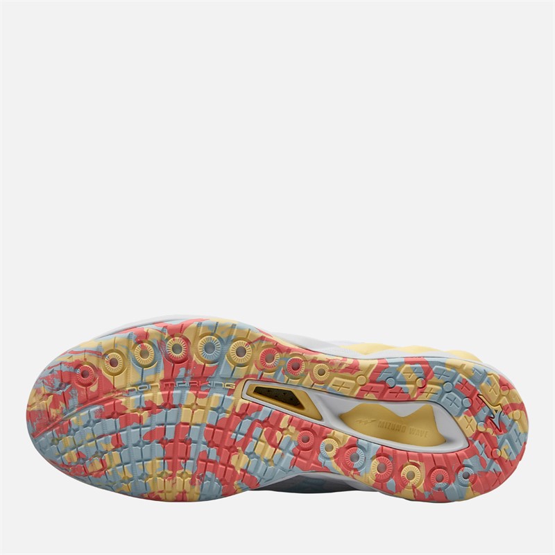 Mizuno Womens Wave Luminous 3 Indoor Court Shoes White/Calypso Coral/Pale Banana