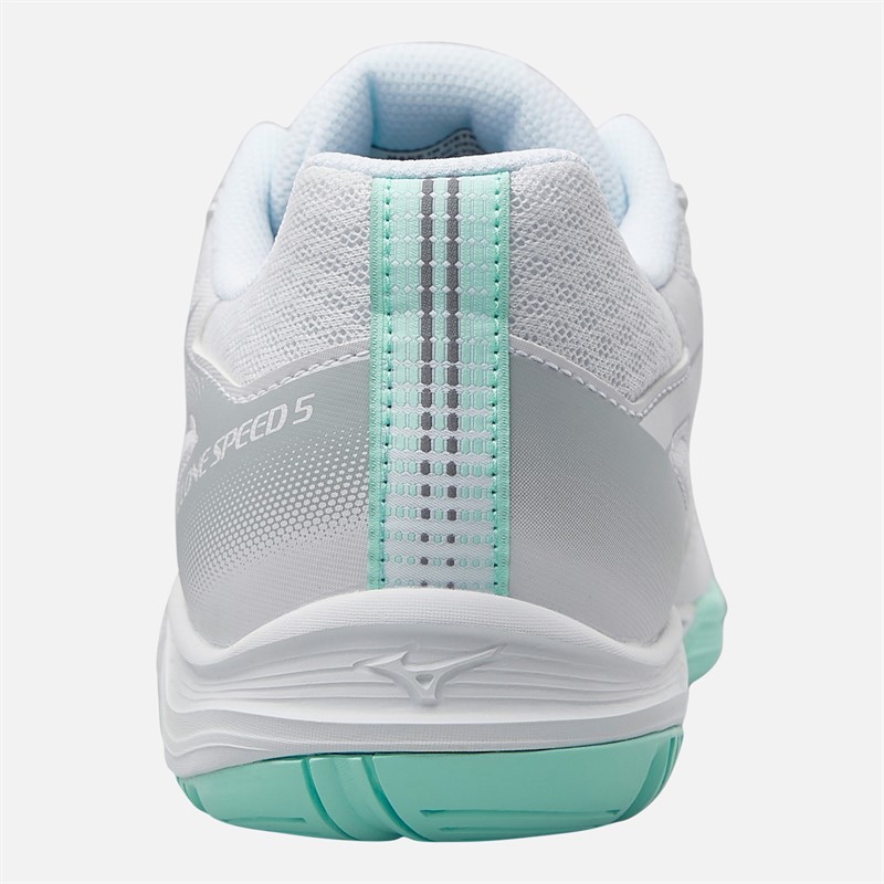 Mizuno Womens Cyclone Speed 5 Indoor Court Shoes White/Blue Tint
