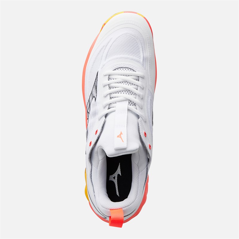 Mizuno Mens Wave Luminous 3 Indoor Court Shoes White/Fiery Coral 2/Citrus