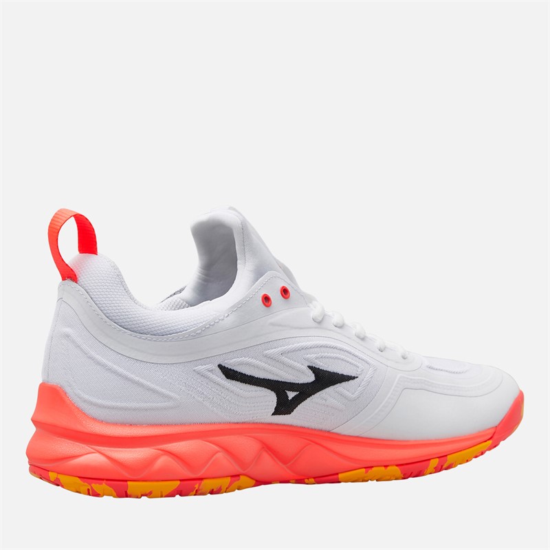 Mizuno Mens Wave Luminous 3 Indoor Court Shoes White/Fiery Coral 2/Citrus