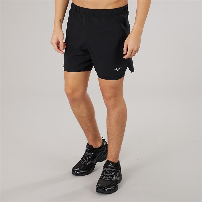 Mizuno Mens Core 5 Inch 2-In-1 Running Shorts Black