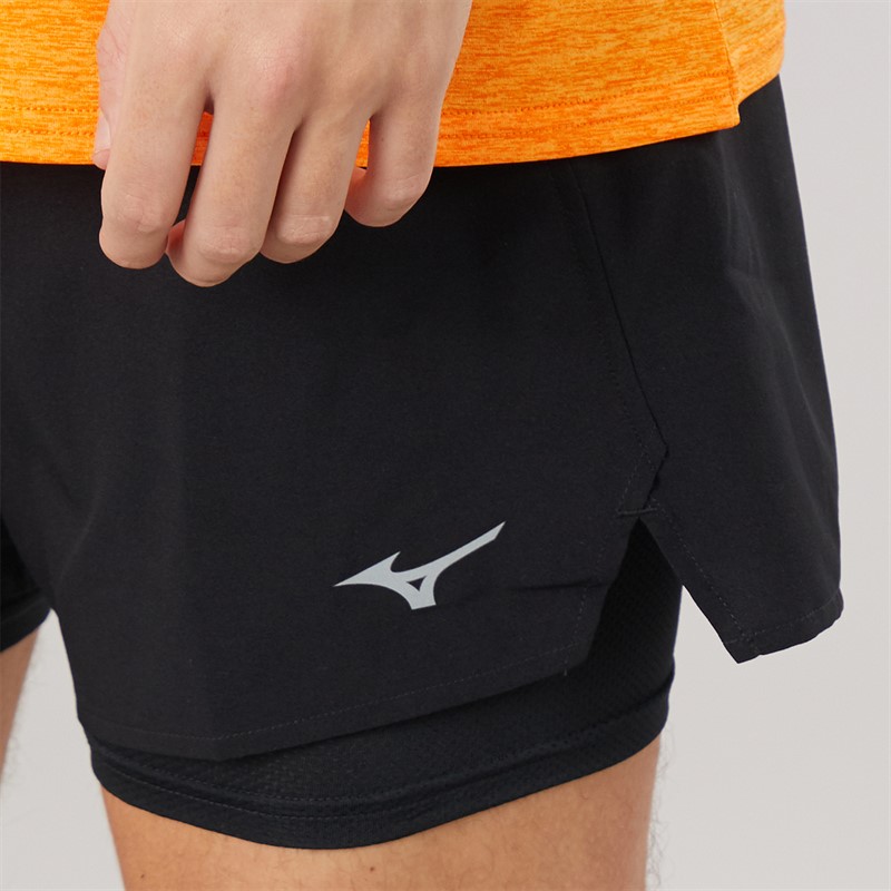 Mizuno Mens Core 5 Inch 2-In-1 Running Shorts Black