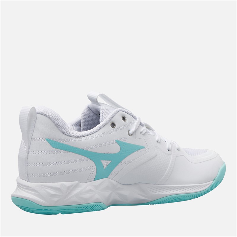 Mizuno Womens Wave Momentum Pro Indoor Court Shoes White/Blue Tint