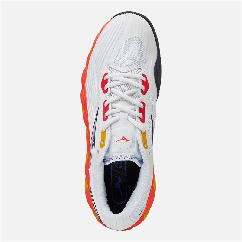 Mizuno Mens Wave Enforce Tour 2 AC All Court Tennis Shoes White/Baritone Blue/Fiery Coral