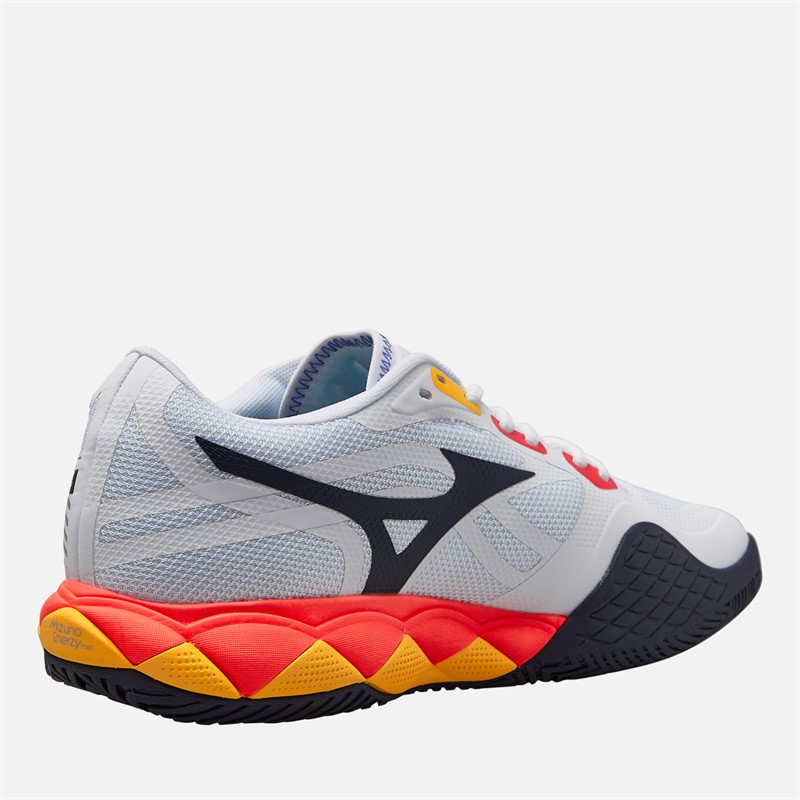 Mizuno Mens Wave Enforce Tour 2 AC All Court Tennis Shoes White/Baritone Blue/Fiery Coral