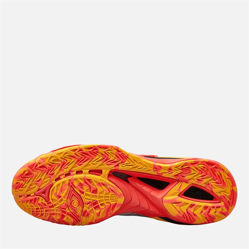 Mizuno Mens Wave Mirage 5 Indoor Court Shoes White/Fiery Coral 2/Citrus