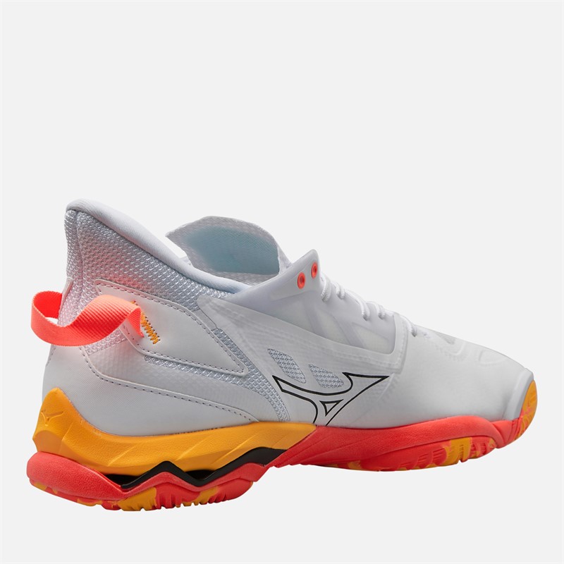 Mizuno Mens Wave Mirage 5 Indoor Court Shoes White/Fiery Coral 2/Citrus
