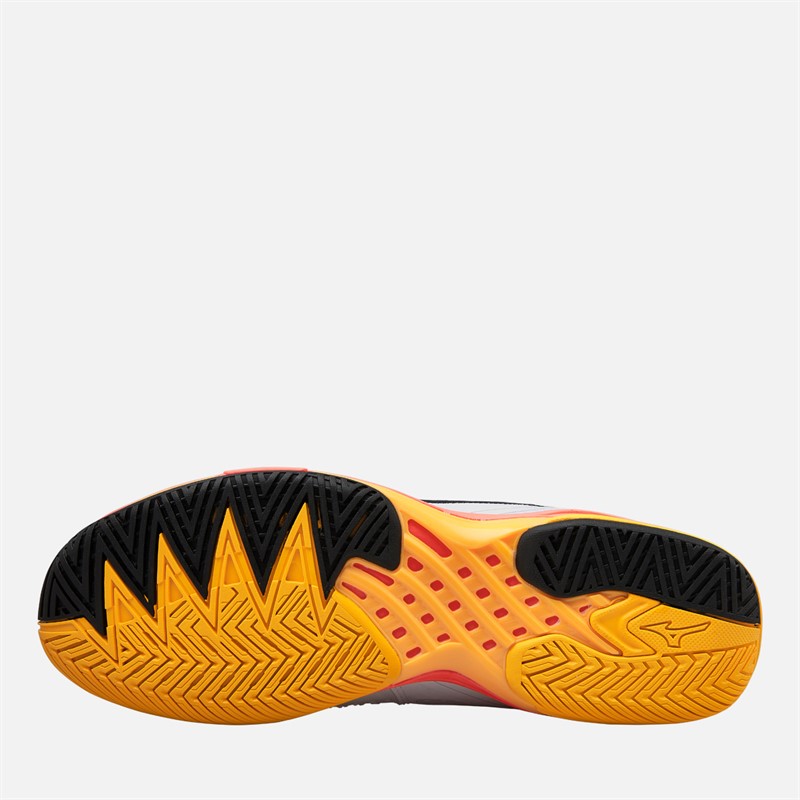 Mizuno Mens Wave Exceed Tour 6 AC All Court Tennis Shoes White/Fiery Coral 2/Citrus