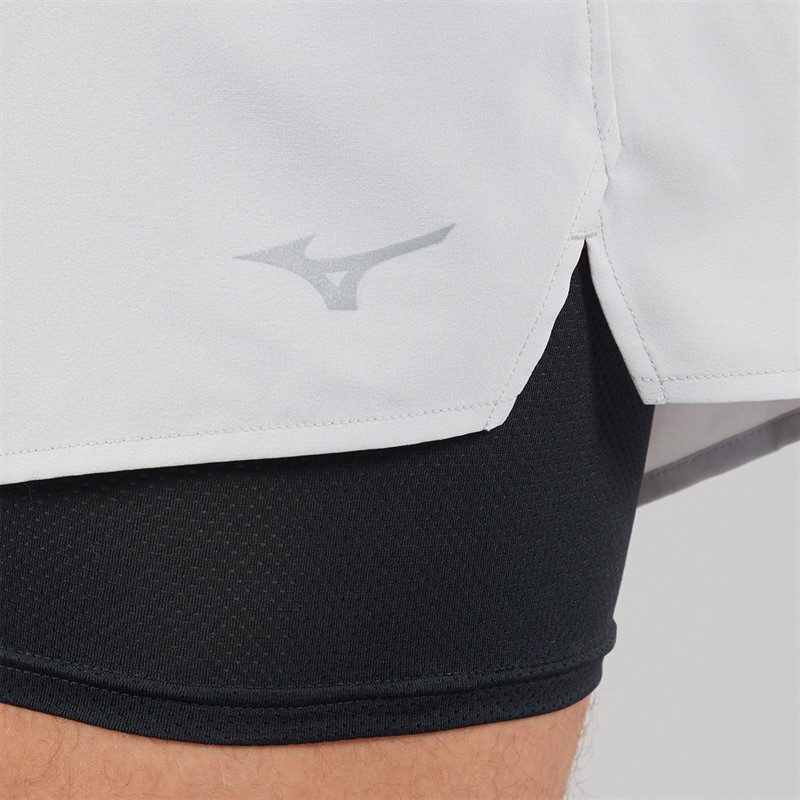 Mizuno Mens Core 5 Inch 2-In-1 Running Shorts Vapor Silver