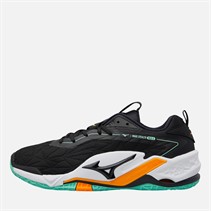 Mizuno Mens Wave Stealth Neo 2 Indoor Court Shoes Black/Tangelo/Ice Green