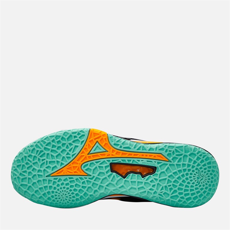 Mizuno Mens Wave Stealth Neo 2 Indoor Court Shoes Black/Tangelo/Ice Green