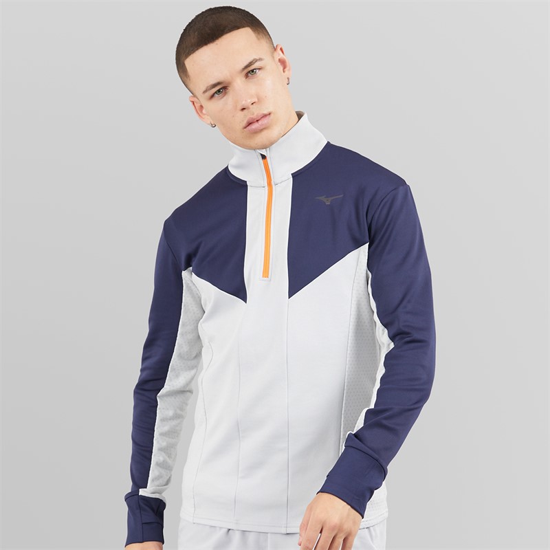 Mizuno Mens Active Warmalite 1/2 Zip Running Top Vapor Silver