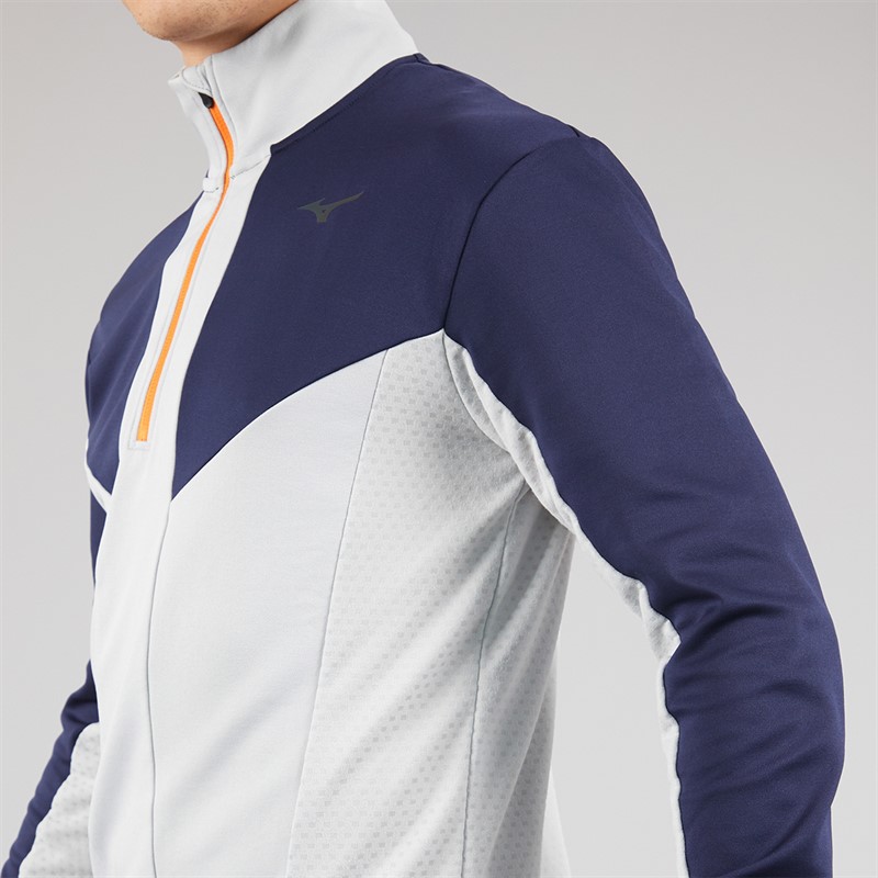 Mizuno Mens Active Warmalite 1/2 Zip Running Top Vapor Silver