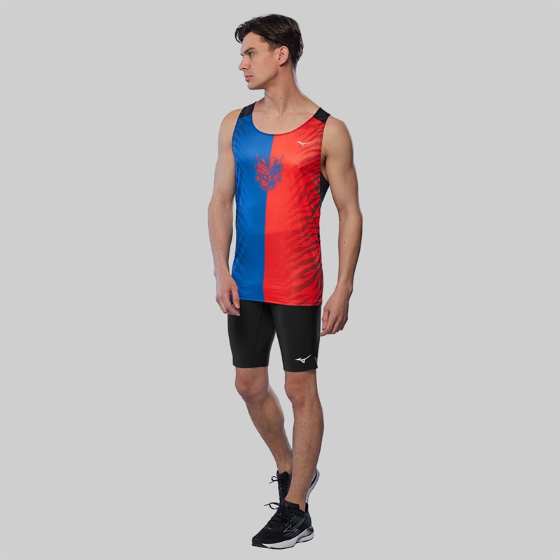 Mizuno Mens Dryaeroflow Graphic Running Tank Oni Red/Oni Blue