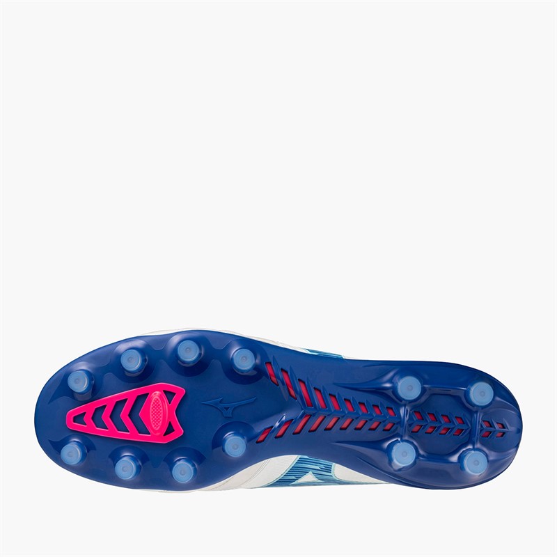 Mizuno Mens Morelia Neo IV Beta Elite FG Firm Ground Football Boots White/Tanager Turquoise/Pink Tetra