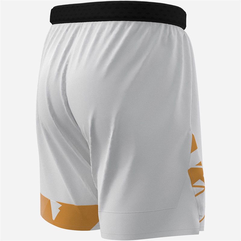 Mizuno Mens DB 8 Inch Amplify Tennis Shorts White/Citrus