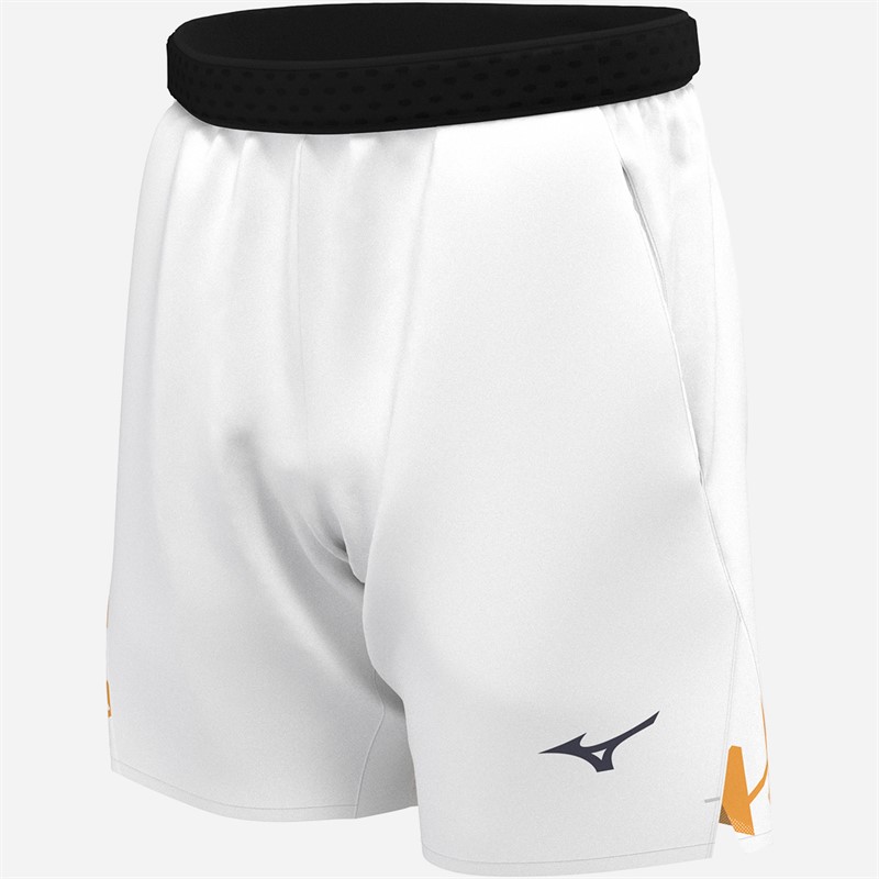 Mizuno Mens DB 8 Inch Amplify Tennis Shorts White/Citrus