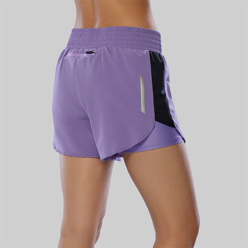Mizuno Womens 2-In-1 4.5 Inch Running Shorts Paisley Purple