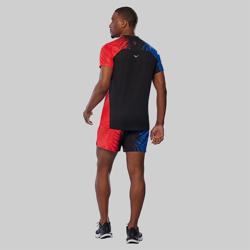 Mizuno Mens Dryaeroflow Graphic Running Top Oni Red/Oni Blue