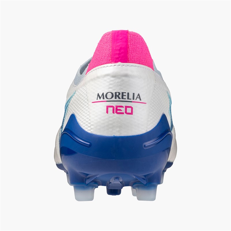 Mizuno Mens Morelia Neo IV Beta Elite AG Artificial Ground Football Boots White/Tanager Turquoise/Pink Tetra