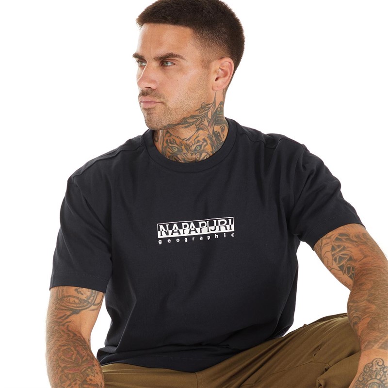Napapijri Mens Box Logo 3 T-Shirt Black