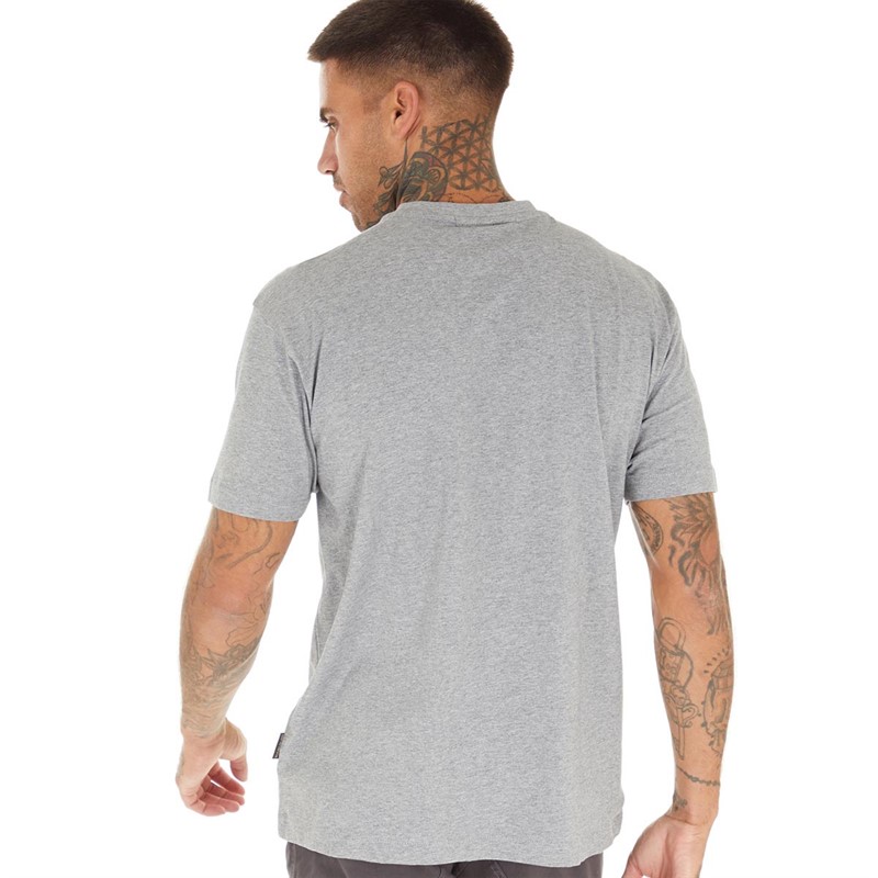 Napapijri Mens Box Logo 3 T-Shirt Grey Melange